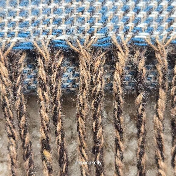 NWOT McNutt Lambswool Scarf Blue Brown - Picture 6 of 13